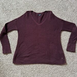 American Eagle Outfitters Purple V-Neck Sweater Ribbed Knit